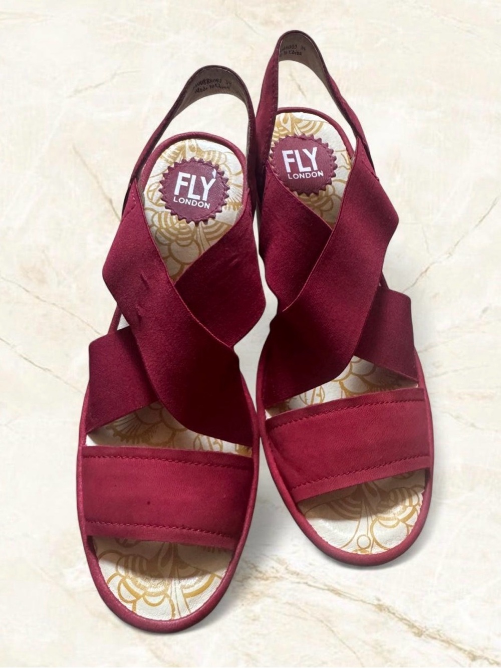 Fly London Yaji Wedge Sandles in Red EU 39 US 8